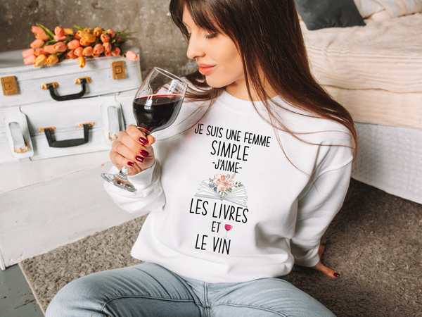 Coton Ouaté Sans Capuche Femme Simple Les Livres Et Le Vin