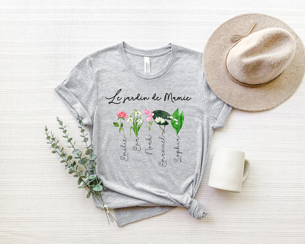 T-Shirt Le Jardin De Maman/Mamie/Grand-Maman Fleurs de Naissances