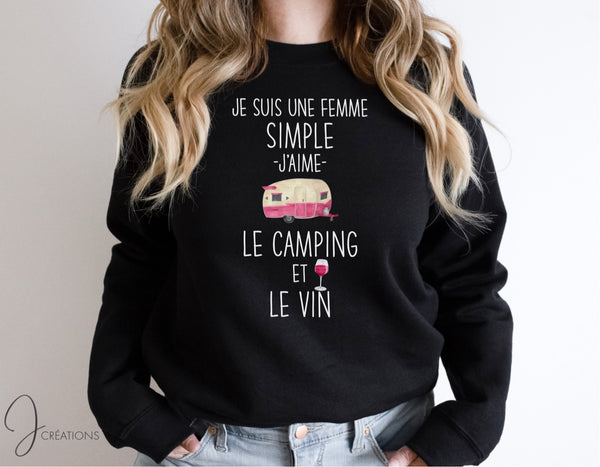 Coton Ouaté Sans Capuche Femme Simple Camping Et Vin