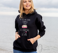 Coton Ouaté "Hoodie" Femme Simple Camping Et Vin