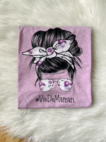 T-shirt #VieDeMaman Lilas