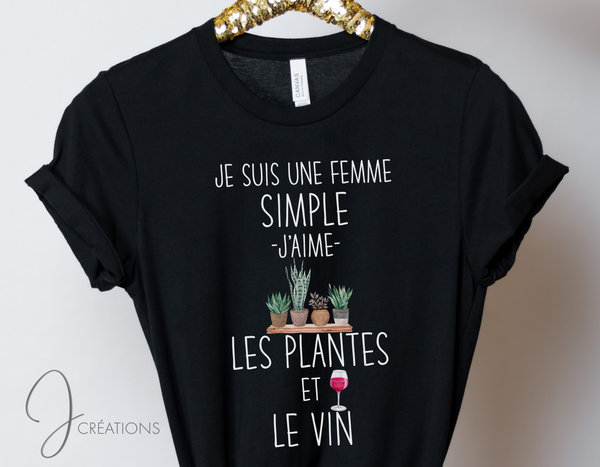 T-Shirt Femme Simple Les Plantes Et Le Vin